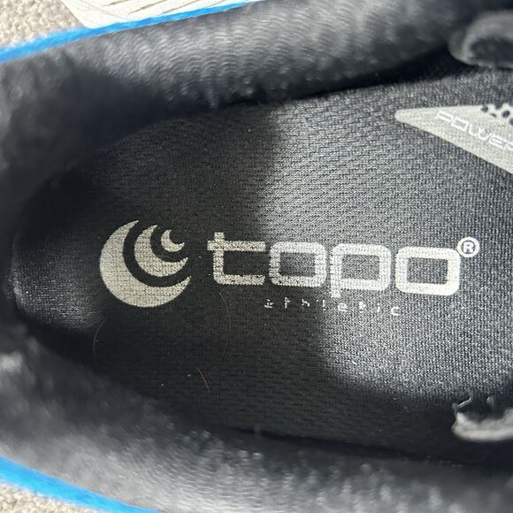 Topo Athletic Zephyr Men\'s Size 11.5 Blue Black Running Shoes Used Fabric Wear